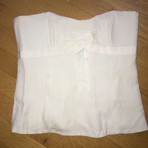 White boned corset bustier strapless top
